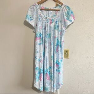 Miss Elaine Floral Cottagecore House Dress Lace Trim Nightgown Sleepwear Large